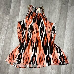 MICHAEL Michael Kors Orange and Black Halter Top